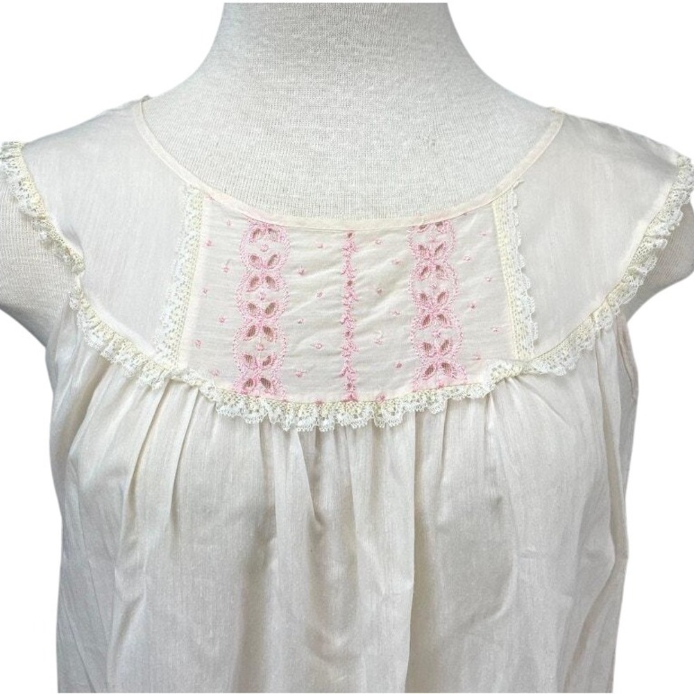 VTG GAYMODE PENNYS Womens (S) Cream Babydoll Cotton Nightgown Cottage‎ Trad USA
